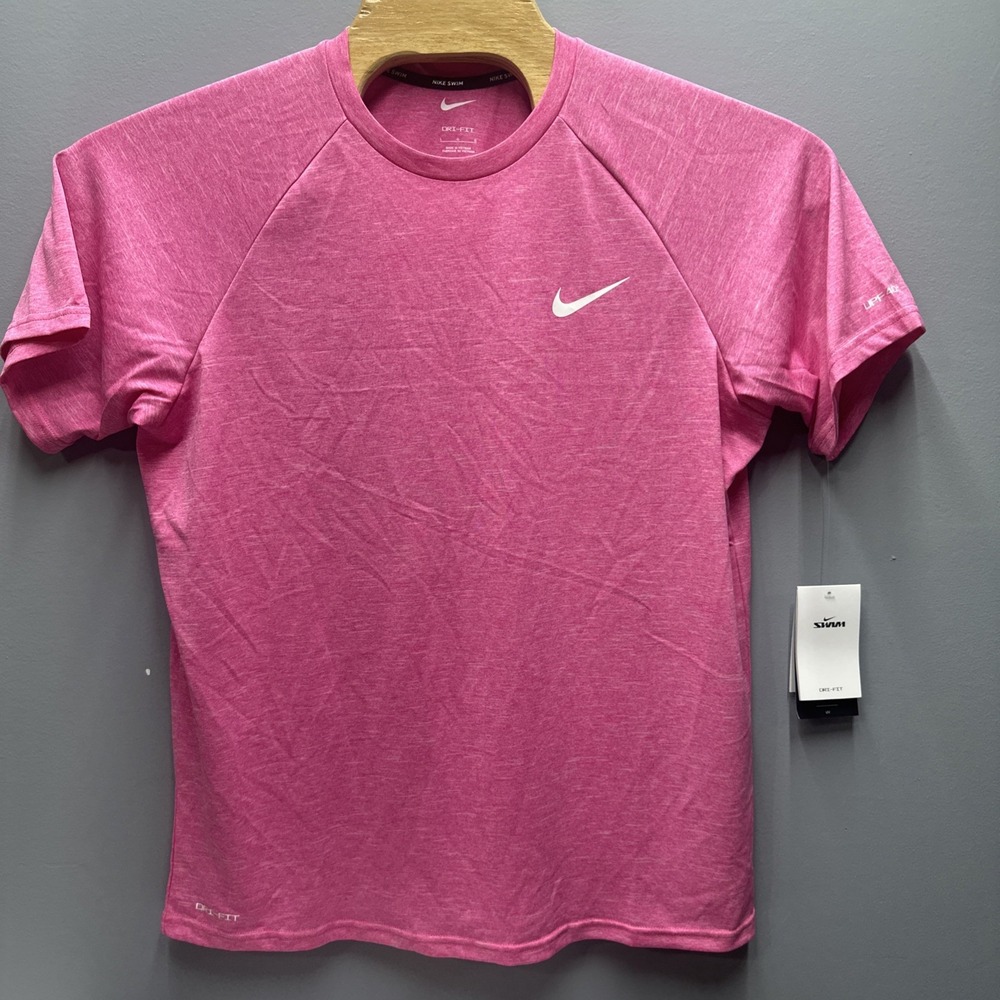Nike Swim Mens Dri-FIT Heather Short Sleeve Rash Guard Pink NESSA589-656 L